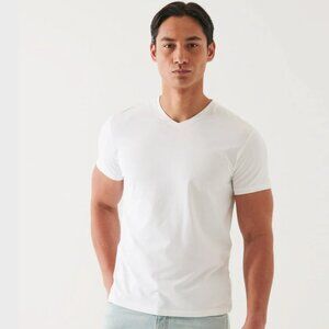 NEW Patrick Assaraf Pima Cotton Stretch V-Neck White T-Shirt Size S